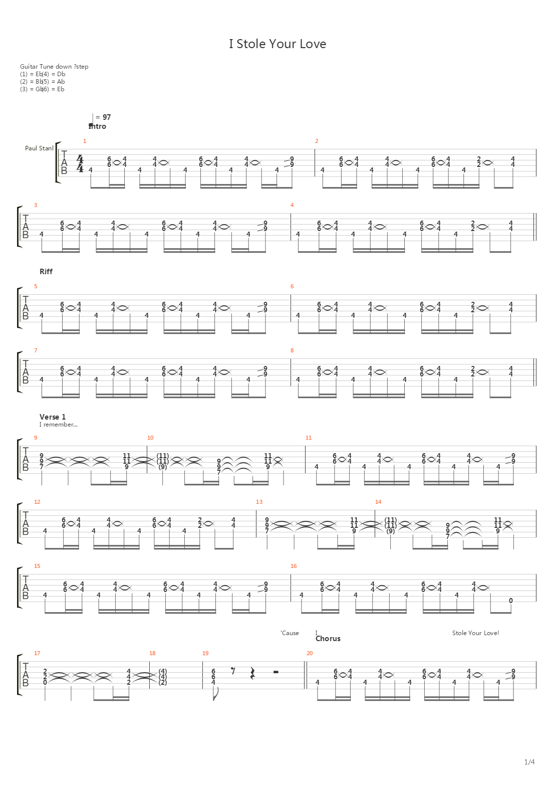 I Stole Your Love吉他谱