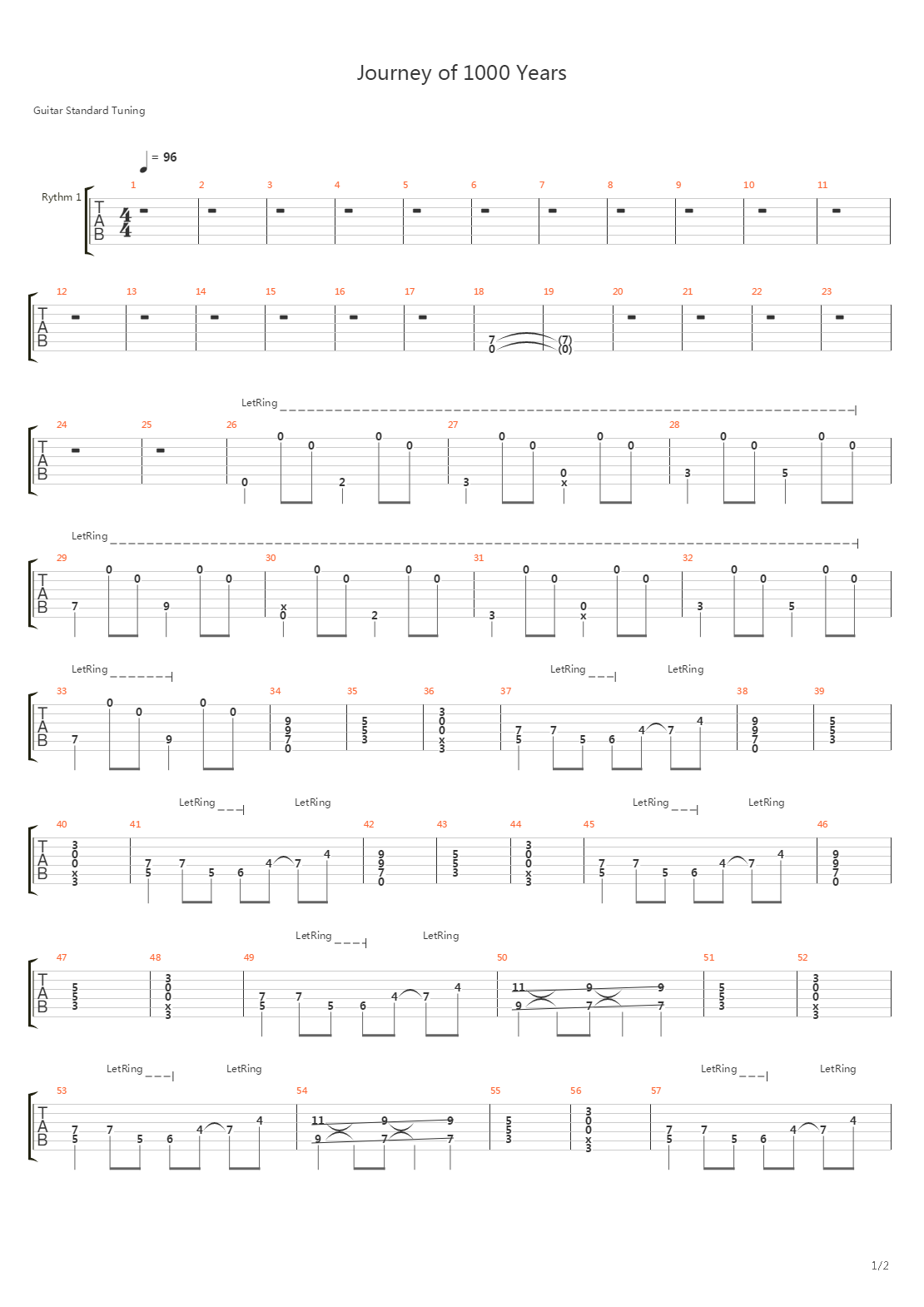 Journey Of 1000 Years吉他谱