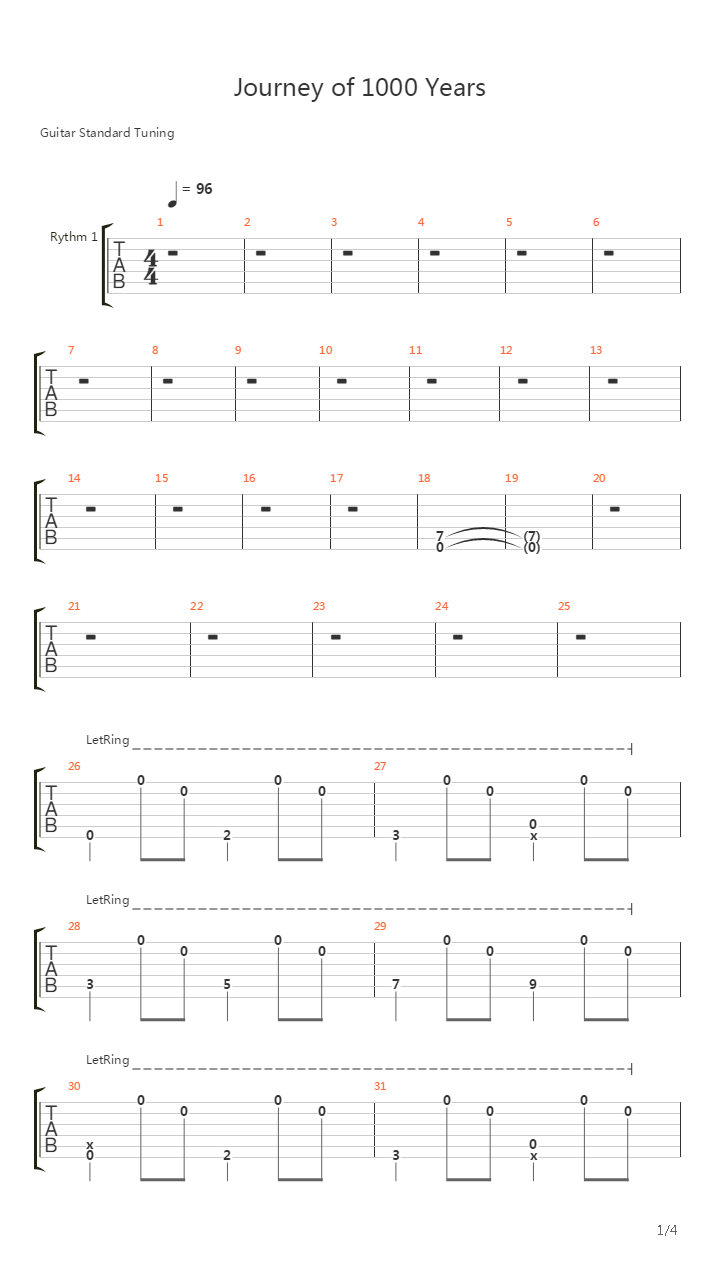 Journey Of 1000 Years吉他谱