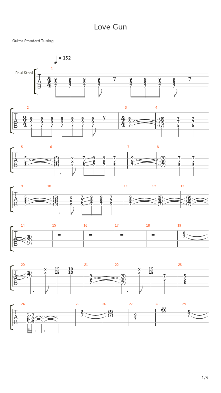 Love Gun吉他谱
