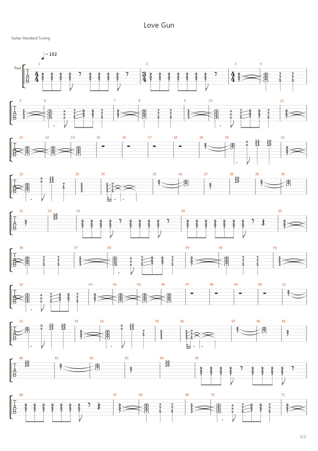Love Gun吉他谱