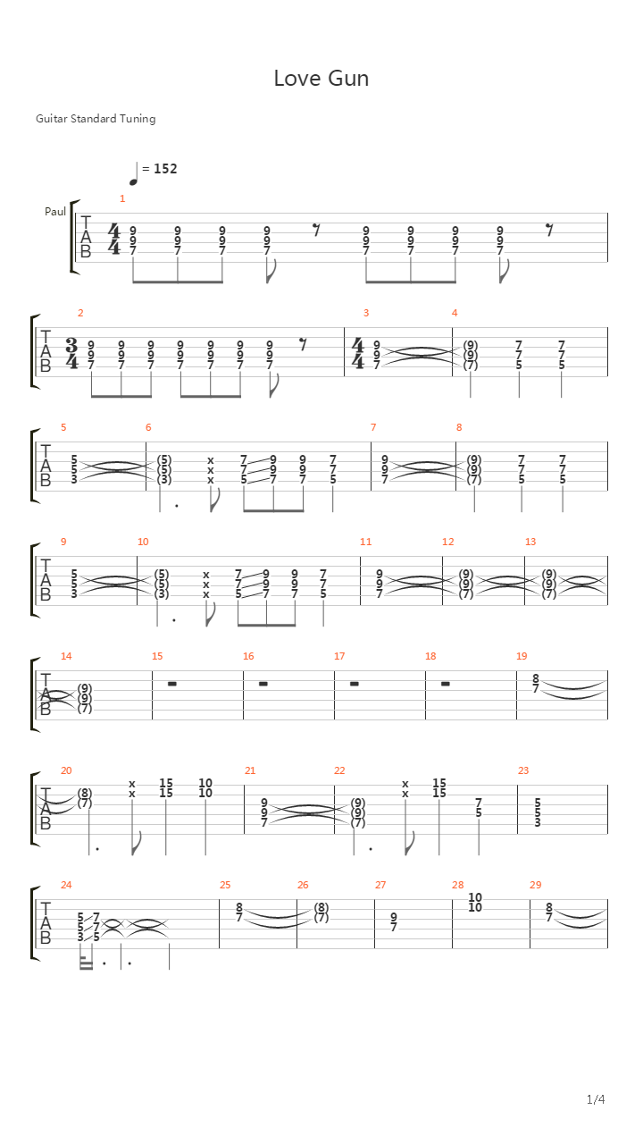 Love Gun吉他谱