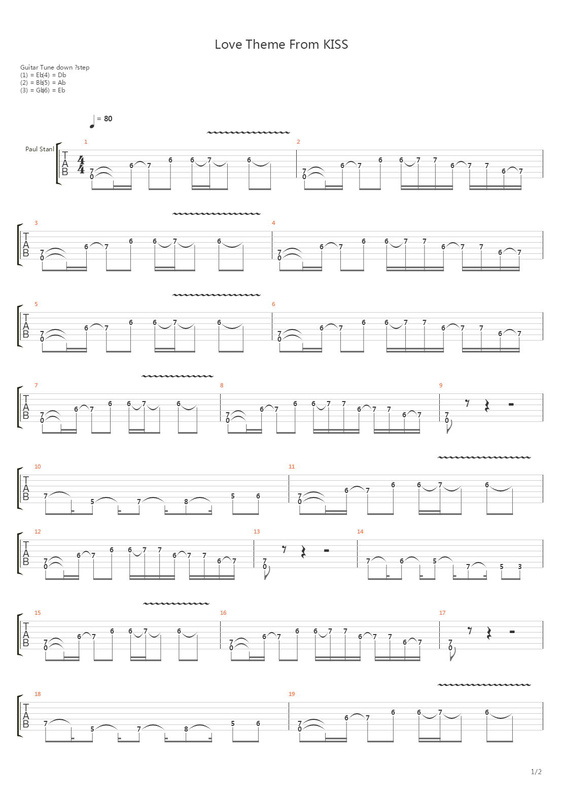 Love Theme From Kiss吉他谱