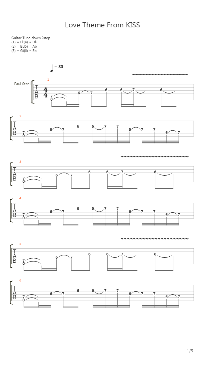 Love Theme From Kiss吉他谱