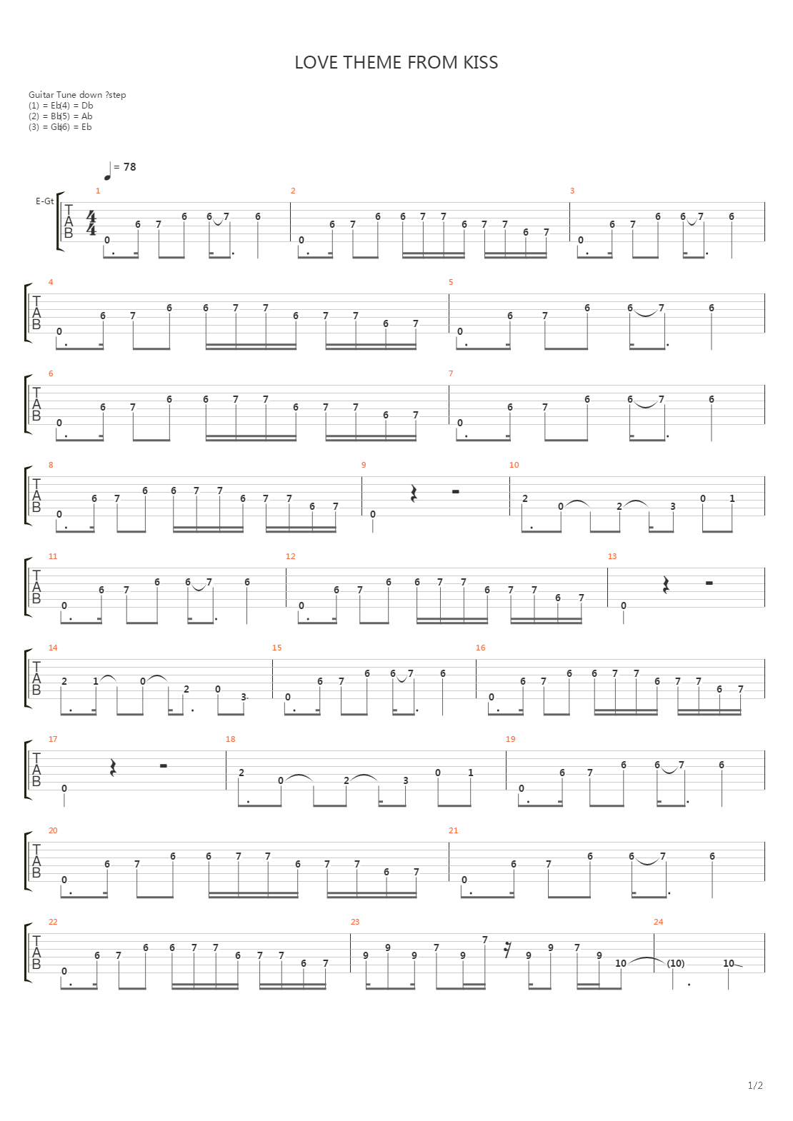 Love Theme From Kiss吉他谱