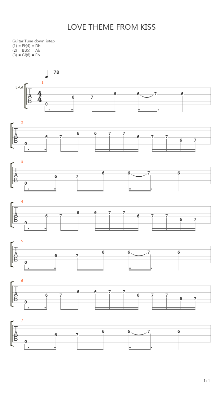 Love Theme From Kiss吉他谱