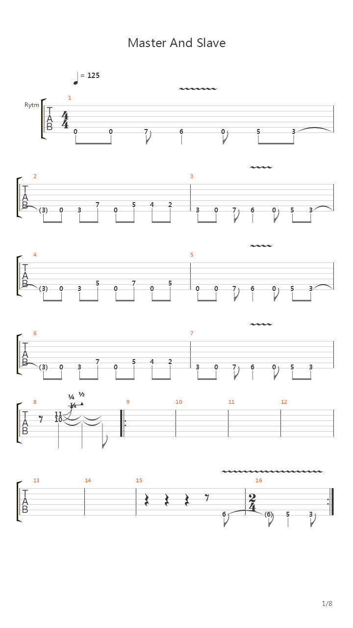 Master And Slave吉他谱