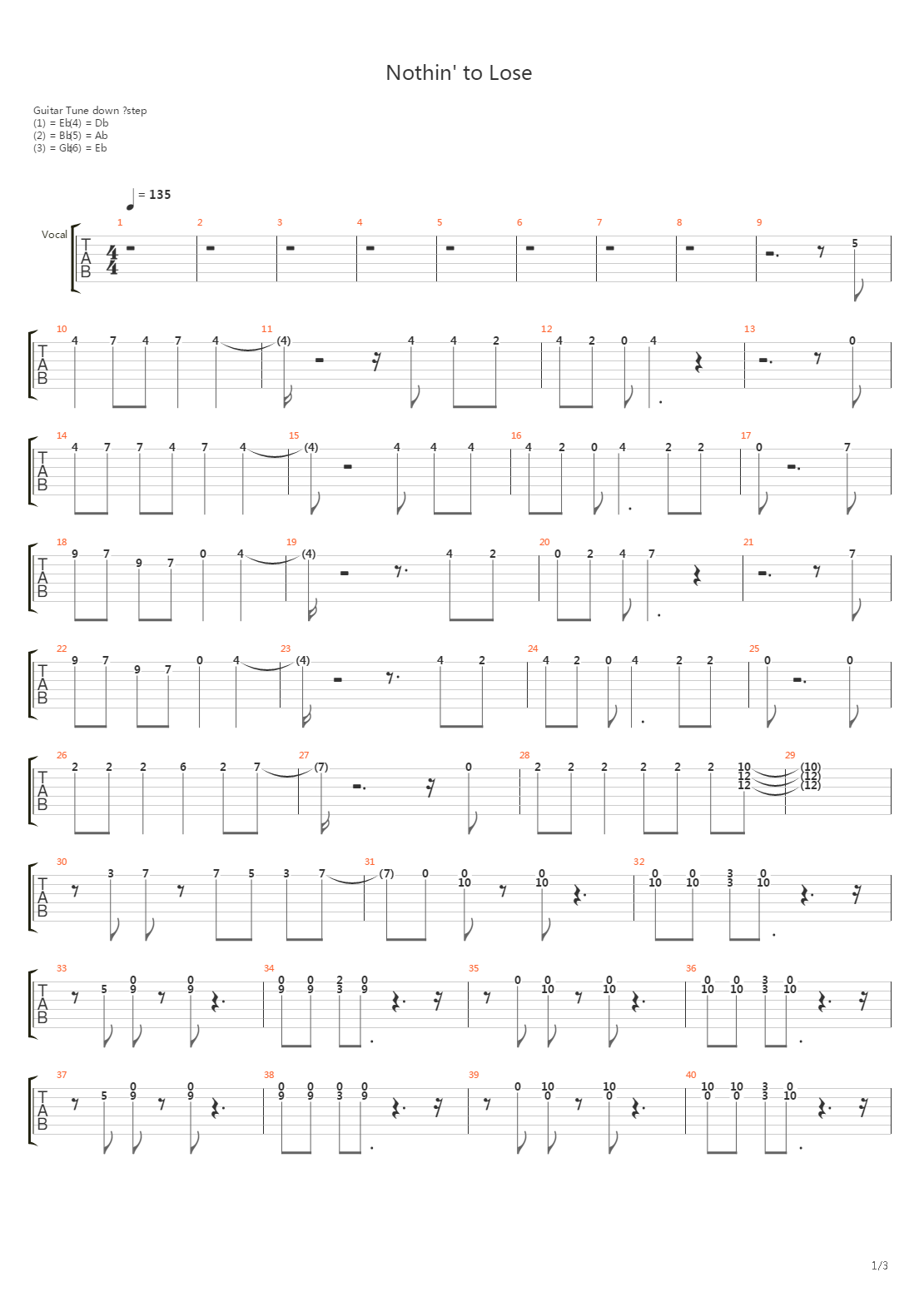 Nothin To Lose吉他谱