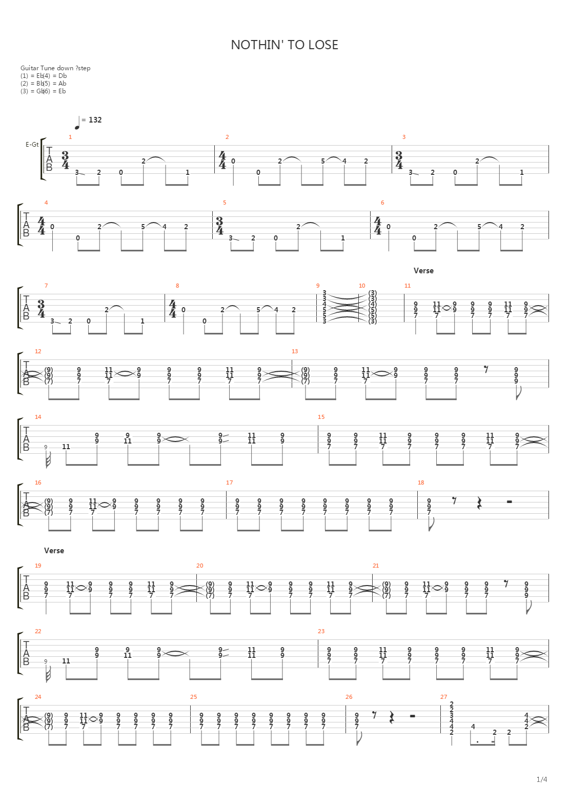 Nothin To Lose吉他谱