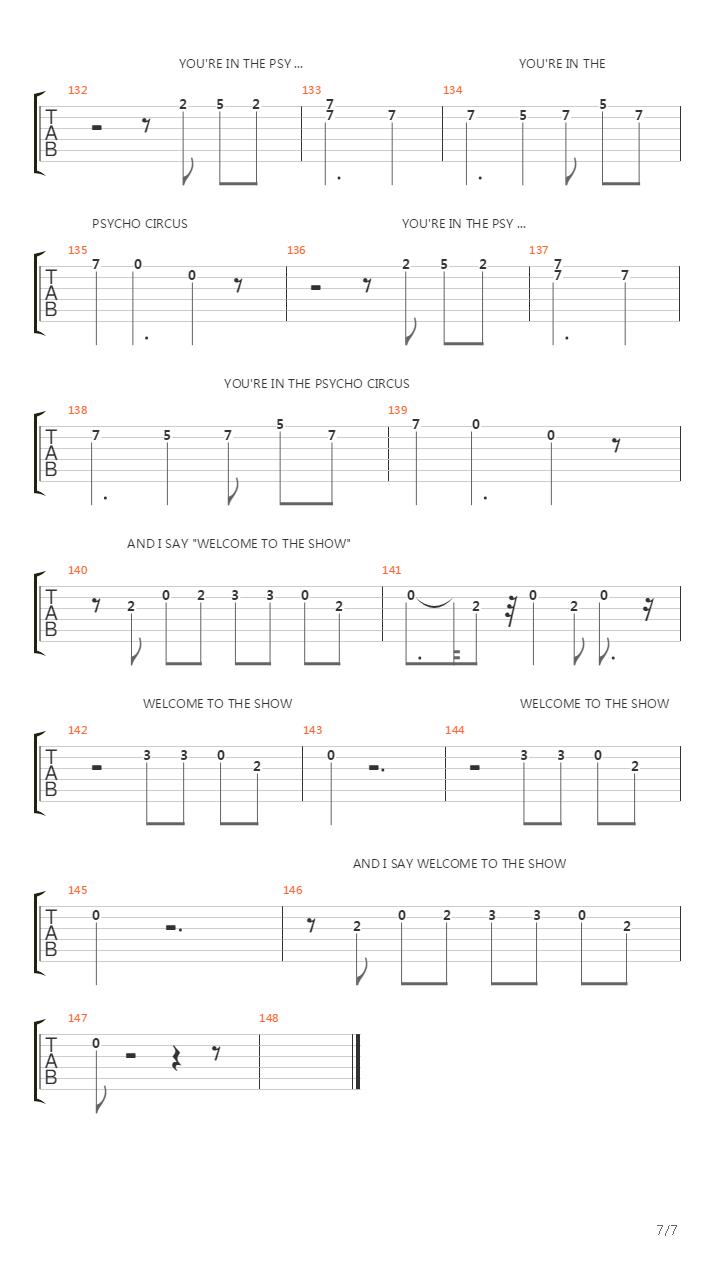 Psycho Circus吉他谱
