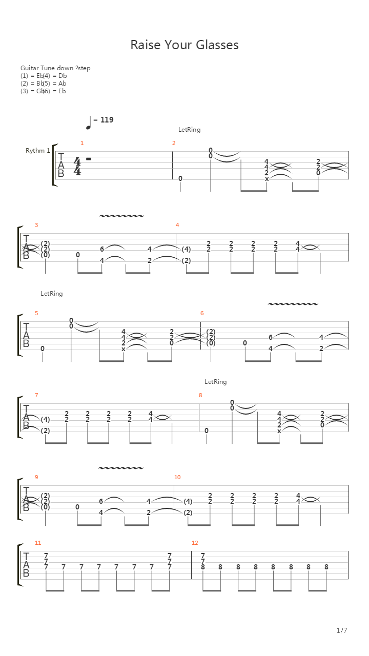 Raise Your Glasses吉他谱