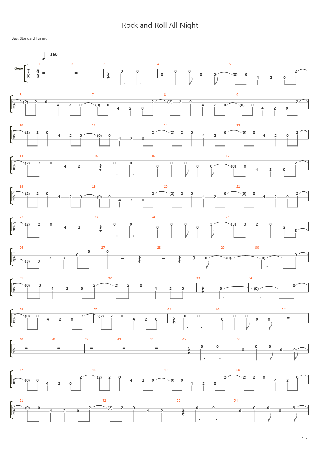 Rock And Roll All Night吉他谱