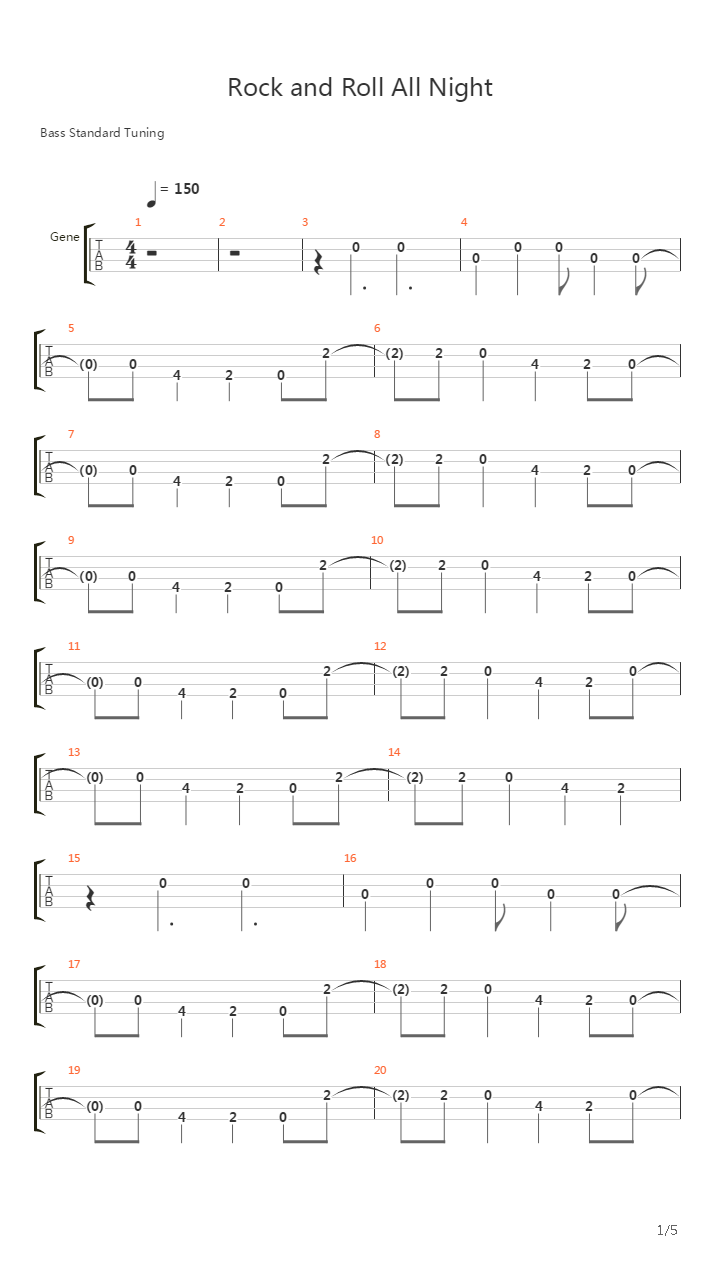 Rock And Roll All Night吉他谱