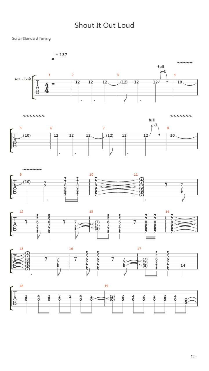 Shout It Out Loud吉他谱