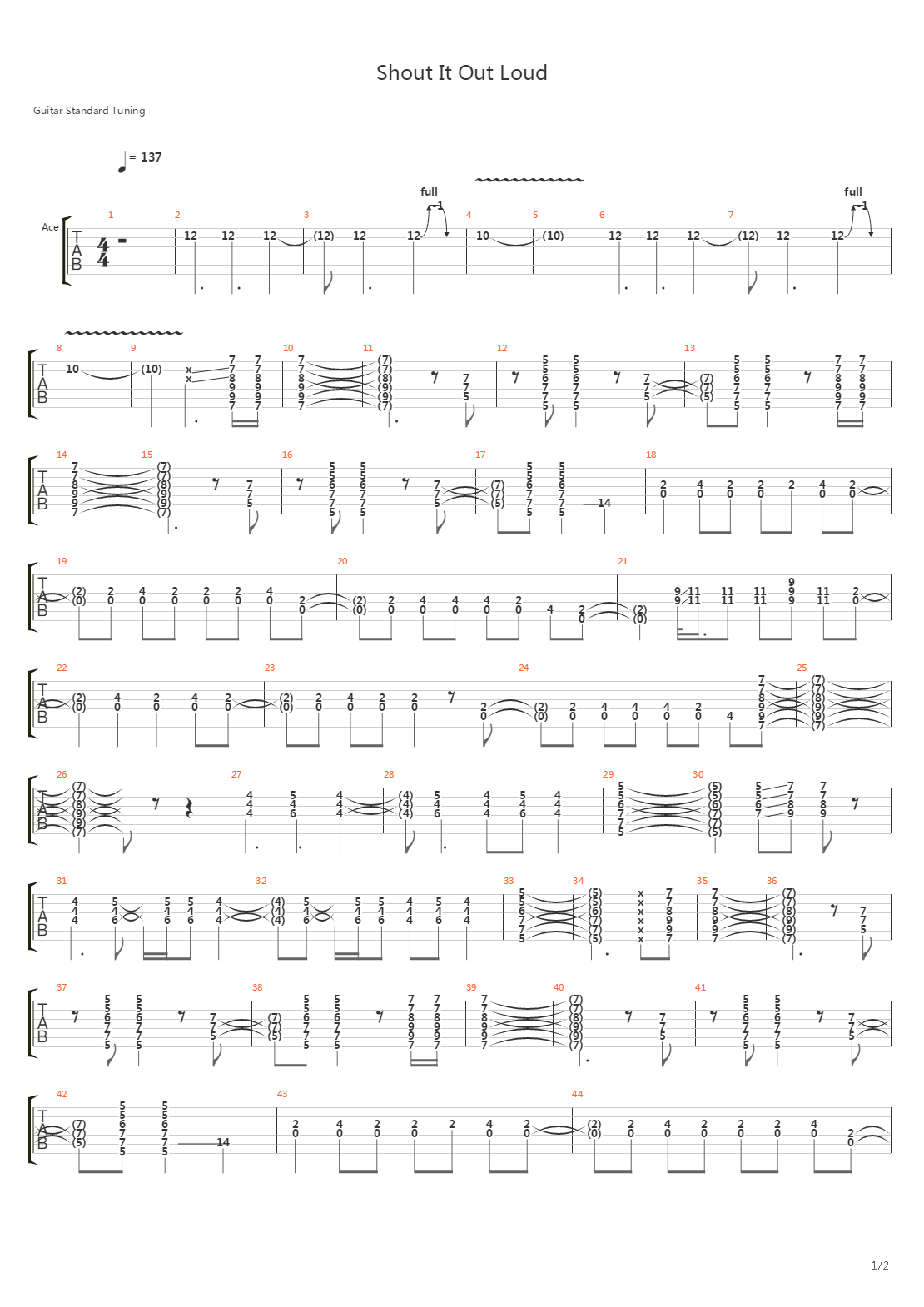 Shout It Out Loud吉他谱
