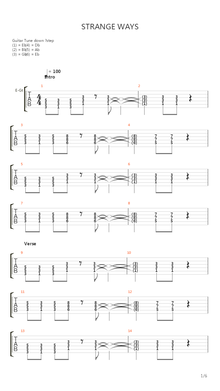 Strange Ways吉他谱