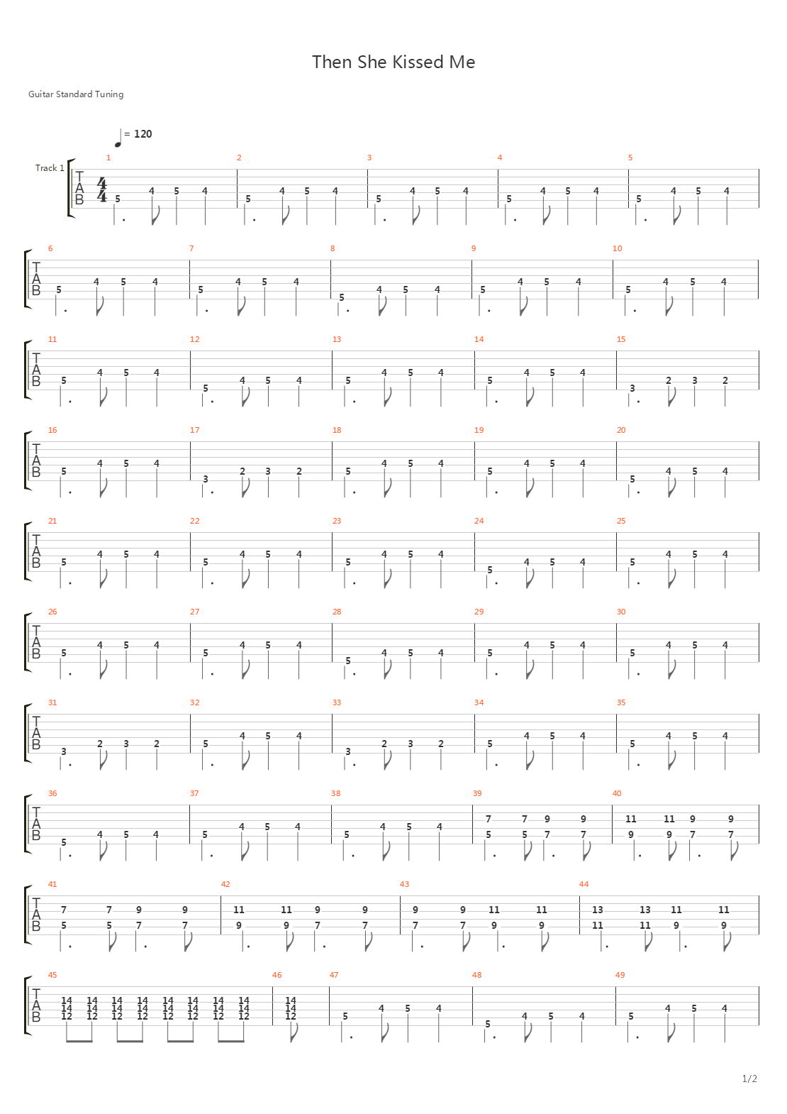 Then She Kissed Me吉他谱