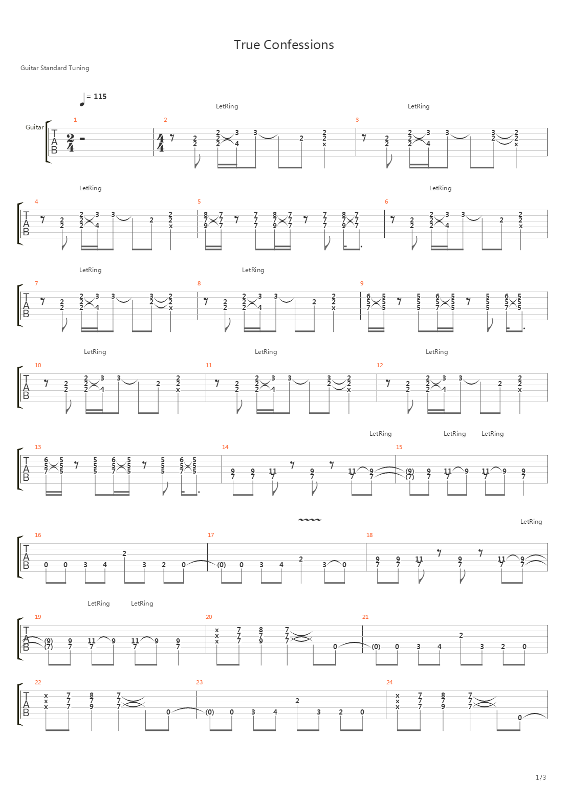 True Confessions吉他谱