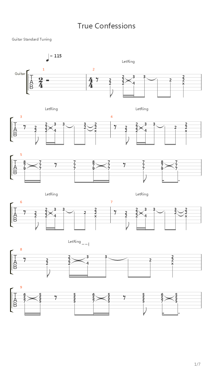 True Confessions吉他谱