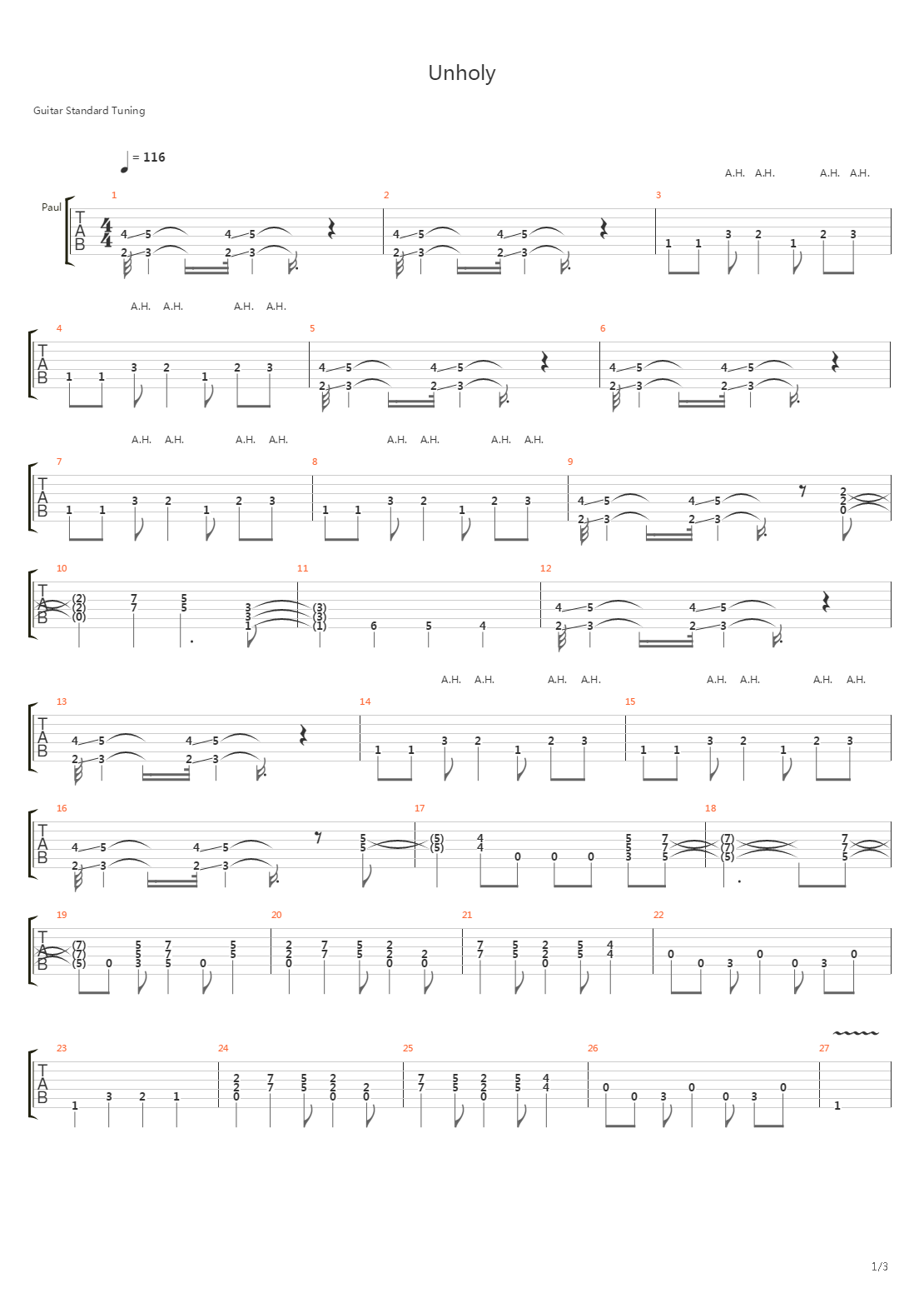 Unholy吉他谱