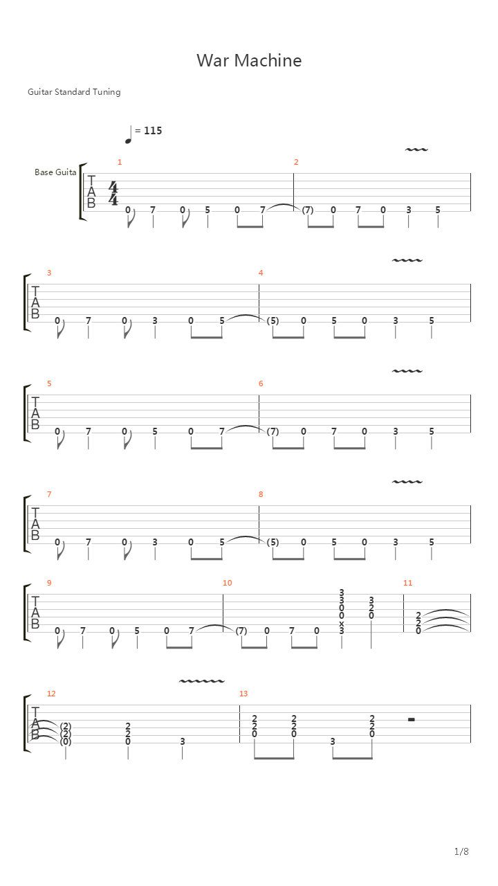 War Machine吉他谱