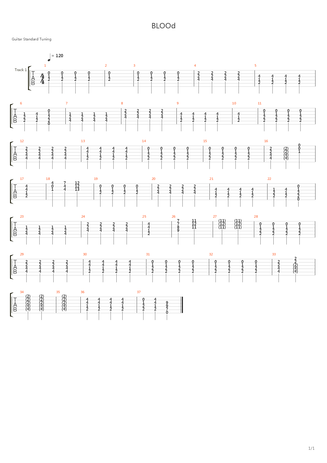Blood吉他谱