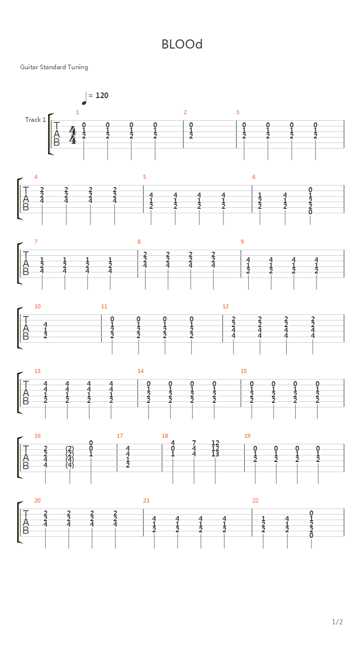 Blood吉他谱