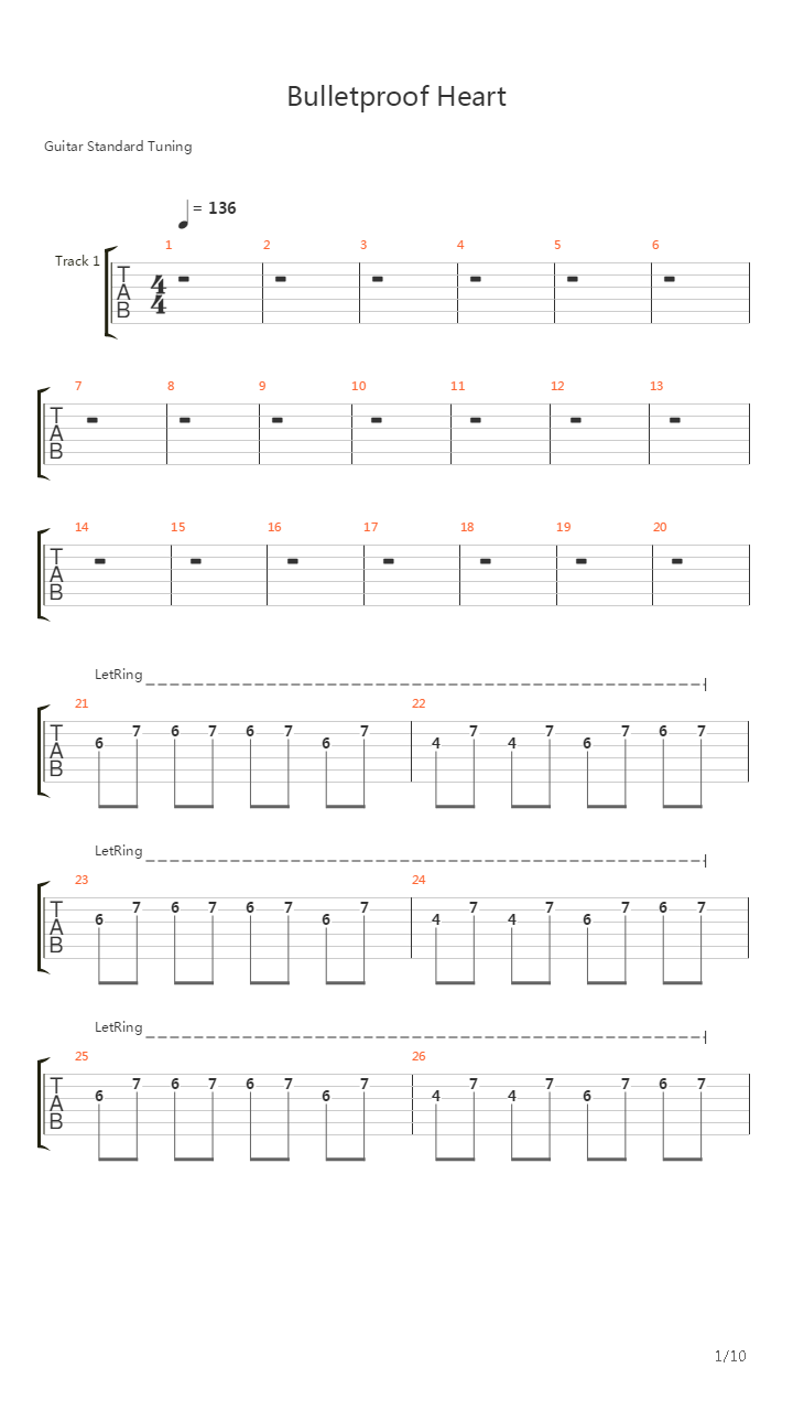 Bulletproof Heart吉他谱