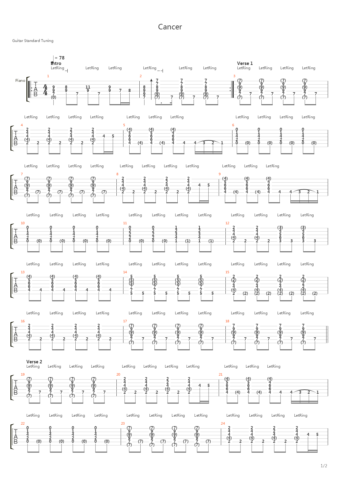 Cancer吉他谱