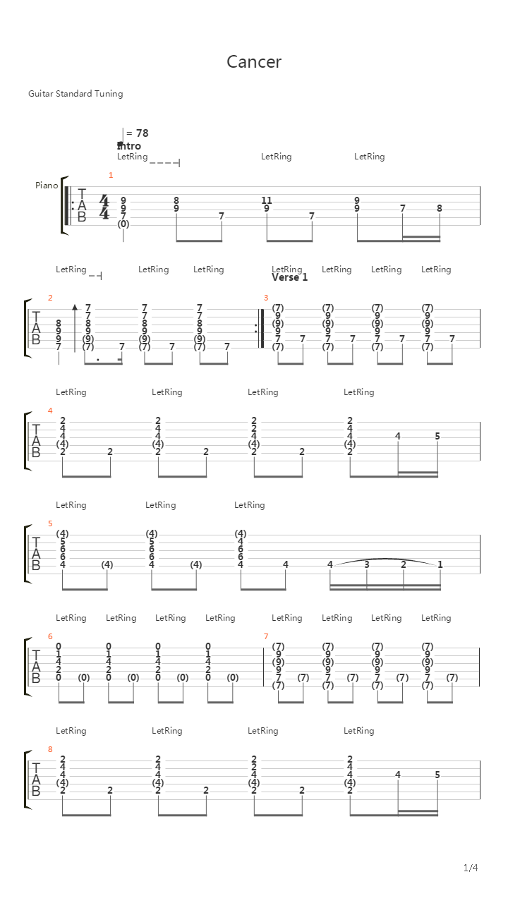 Cancer吉他谱
