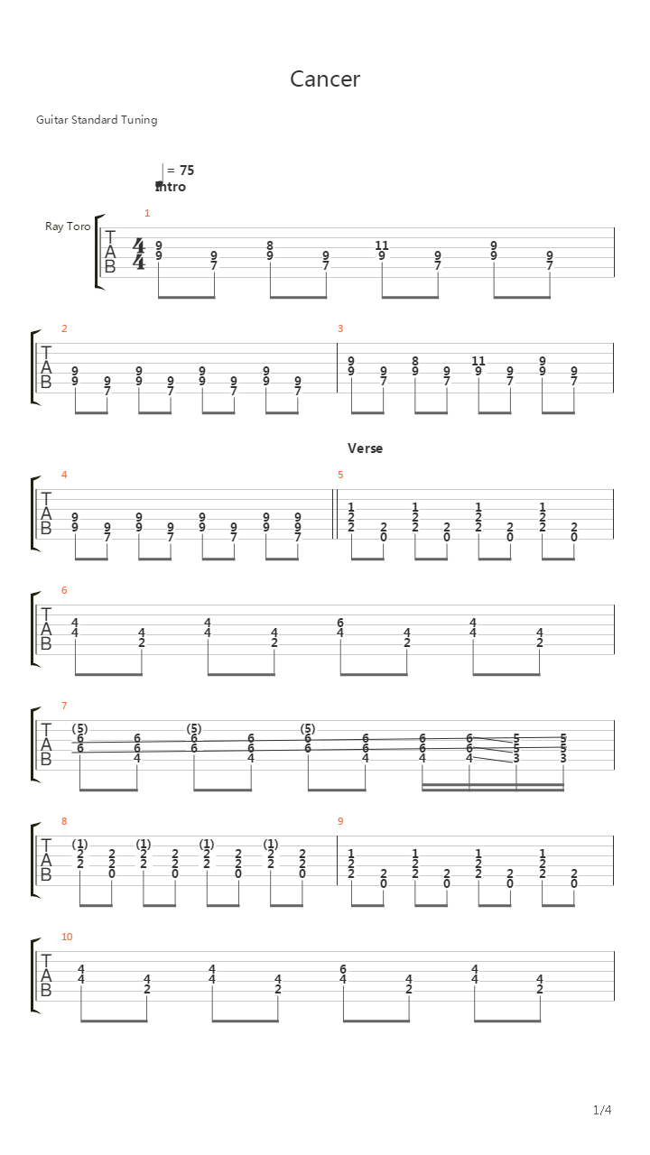 Cancer吉他谱