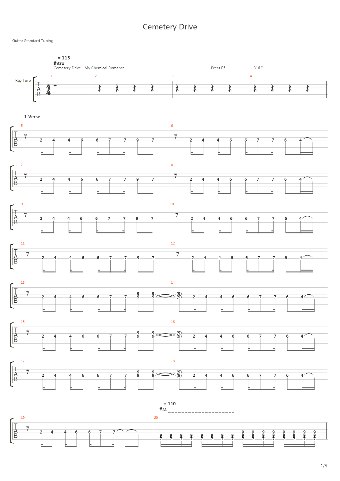 Cemetery Drive吉他谱