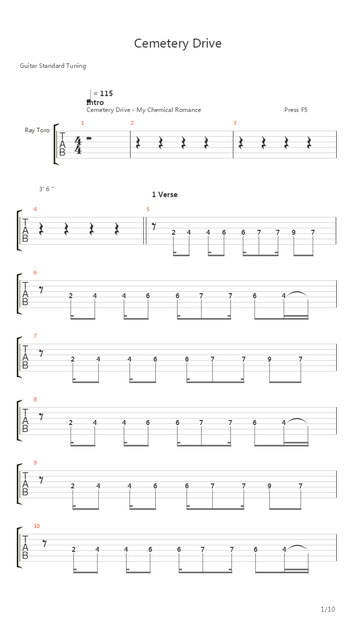 Cemetery Drive吉他谱