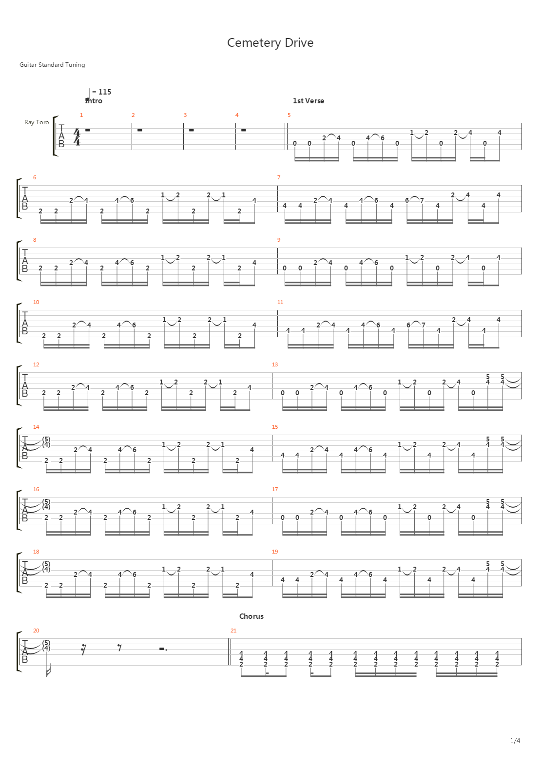 Cemetery Drive吉他谱