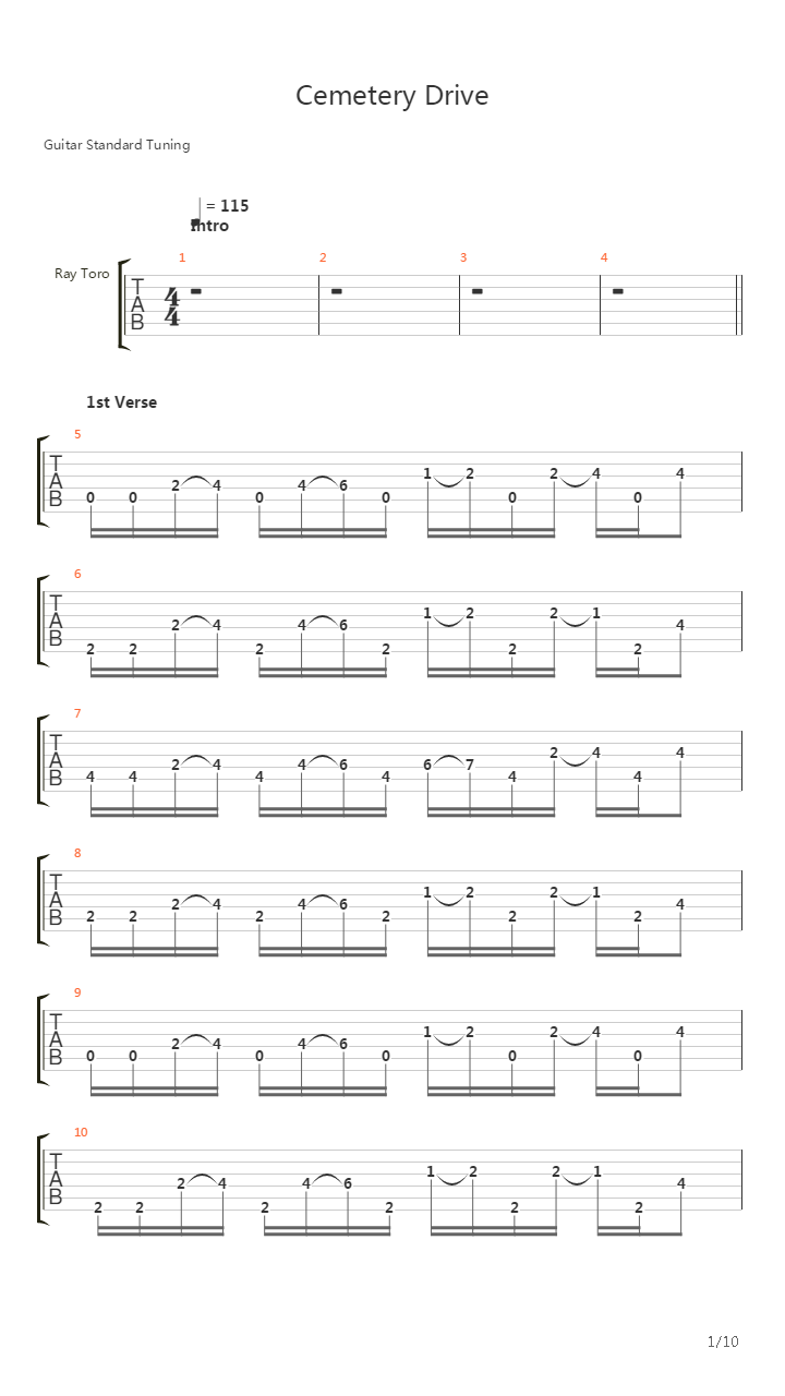Cemetery Drive吉他谱