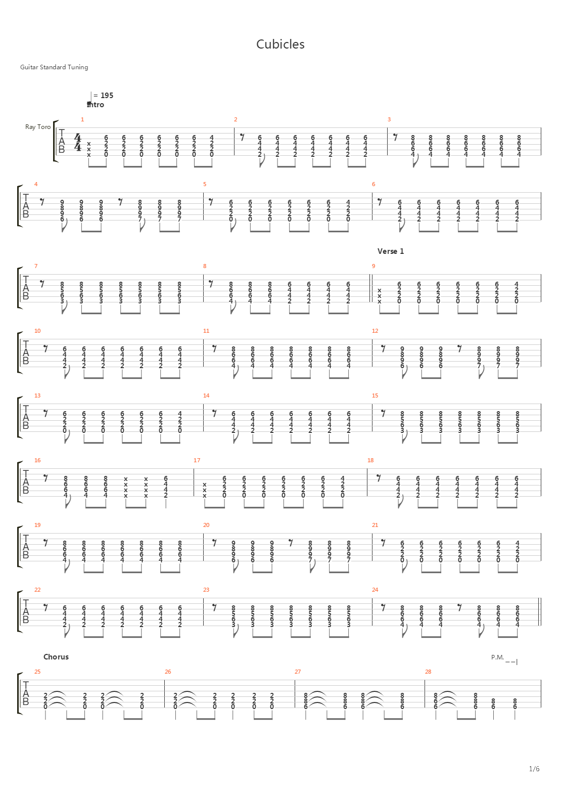 Cubicles吉他谱