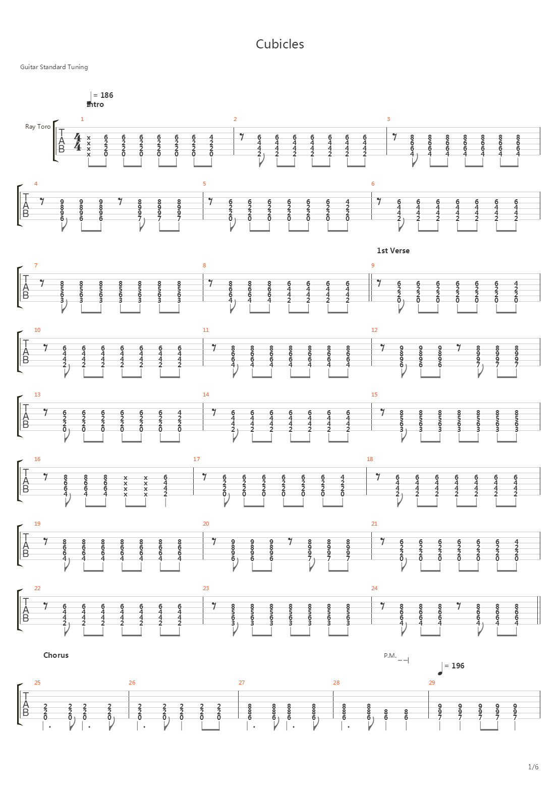 Cubicles吉他谱