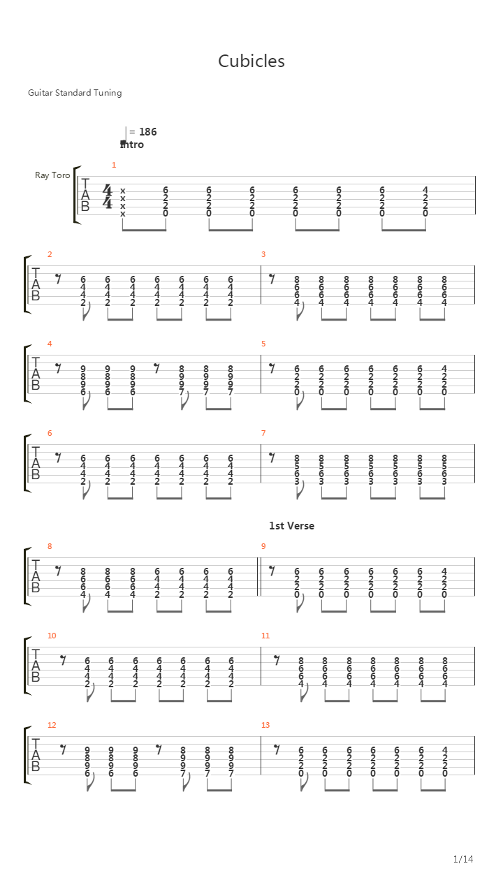 Cubicles吉他谱
