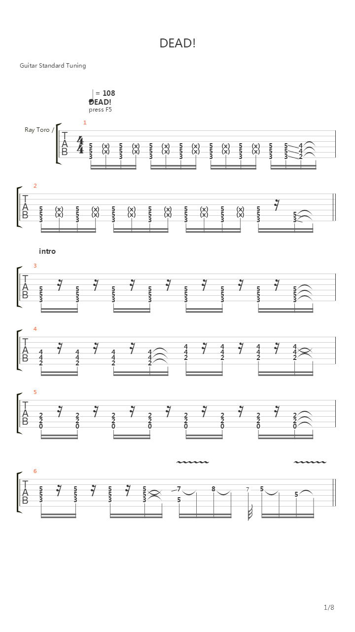 Dead吉他谱