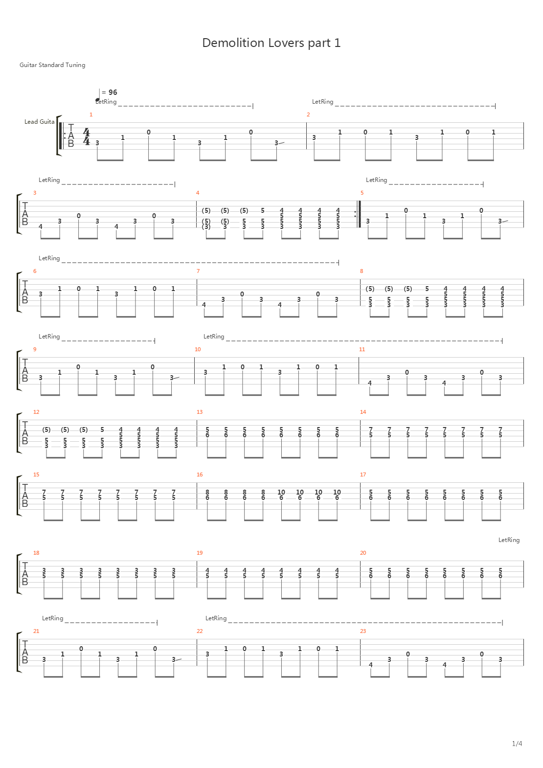 Demolition Lovers吉他谱