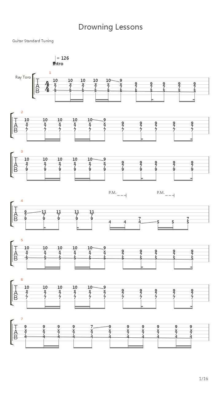 Drowning Lessons吉他谱