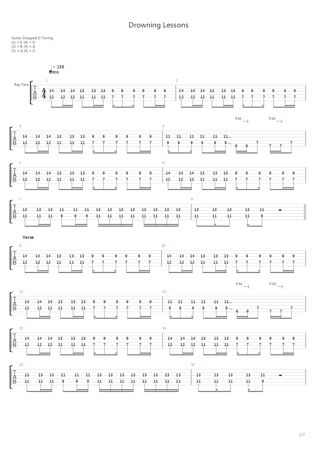 Drowning Lessons吉他谱