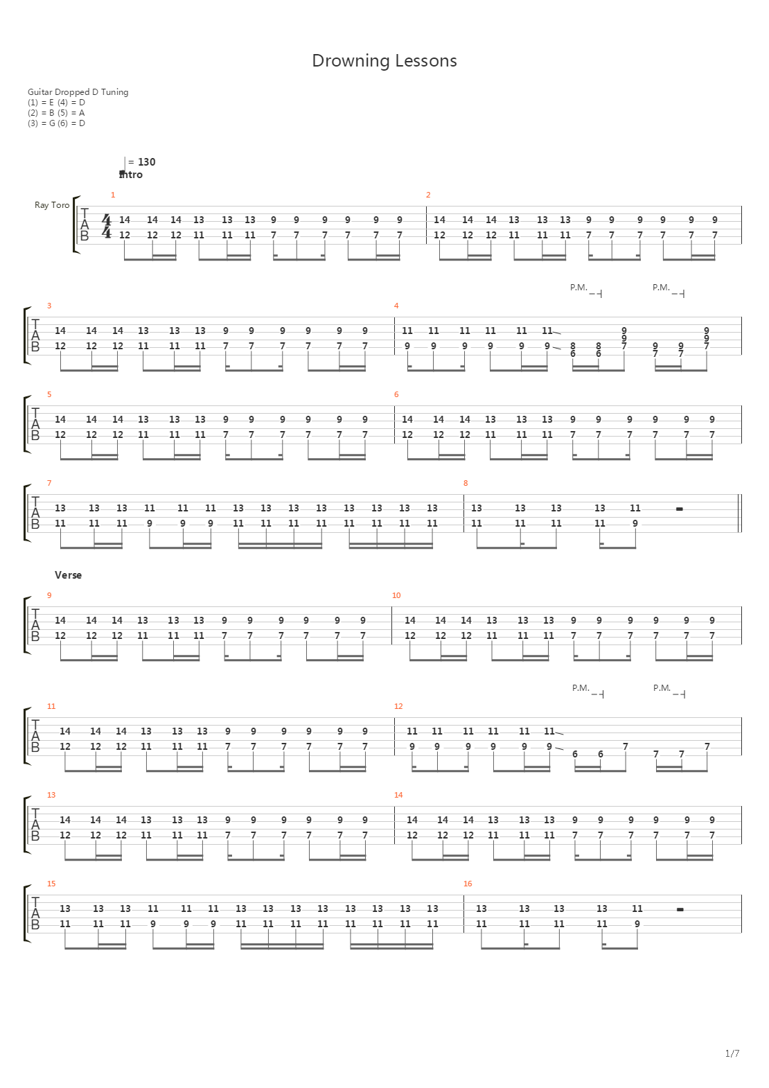 Drowning Lessons吉他谱