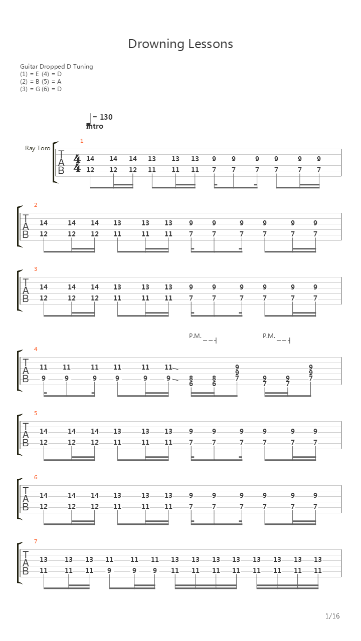 Drowning Lessons吉他谱