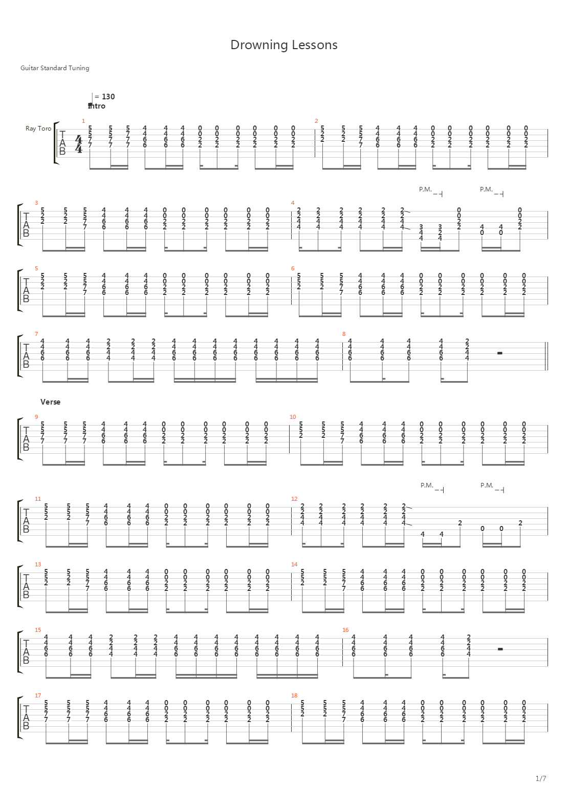 Drowning Lessons吉他谱