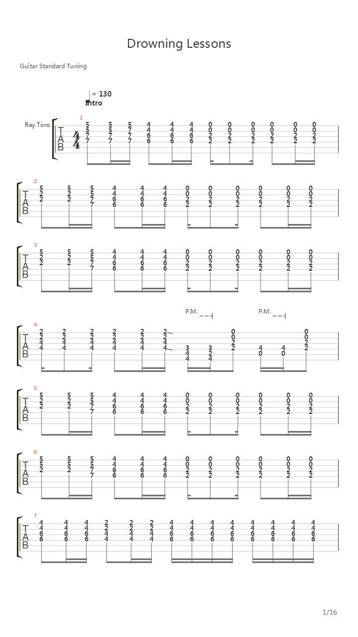Drowning Lessons吉他谱