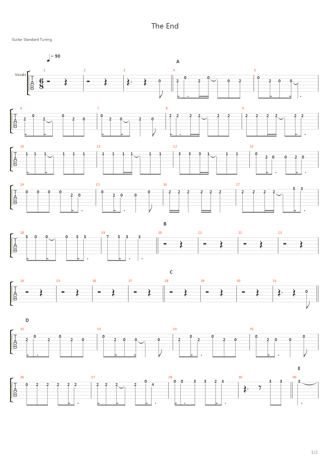 End吉他谱