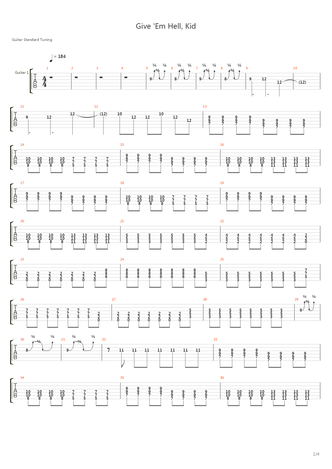 Give Em Hell Kid吉他谱