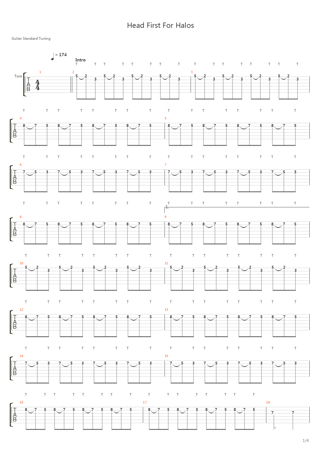 Headfirst For Halos吉他谱