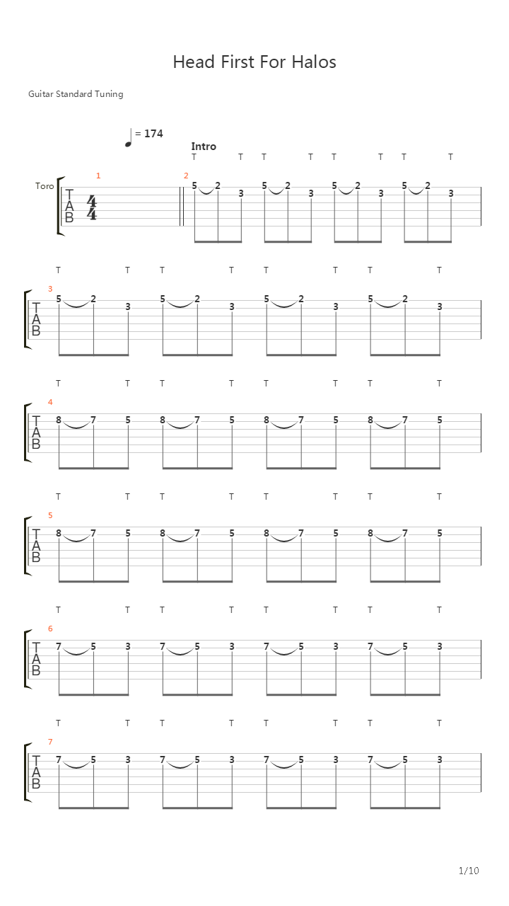 Headfirst For Halos吉他谱